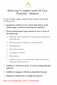 Referring to a higher level of care medical checklist thumbnail