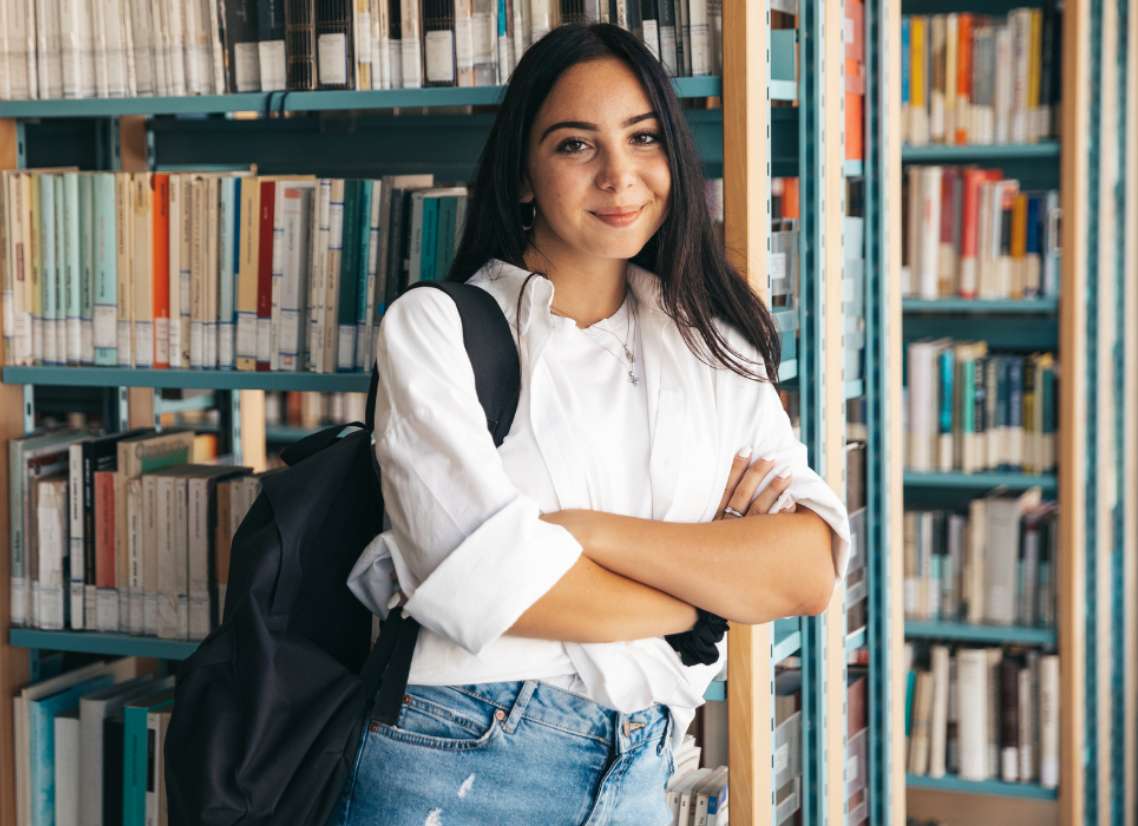studying in library