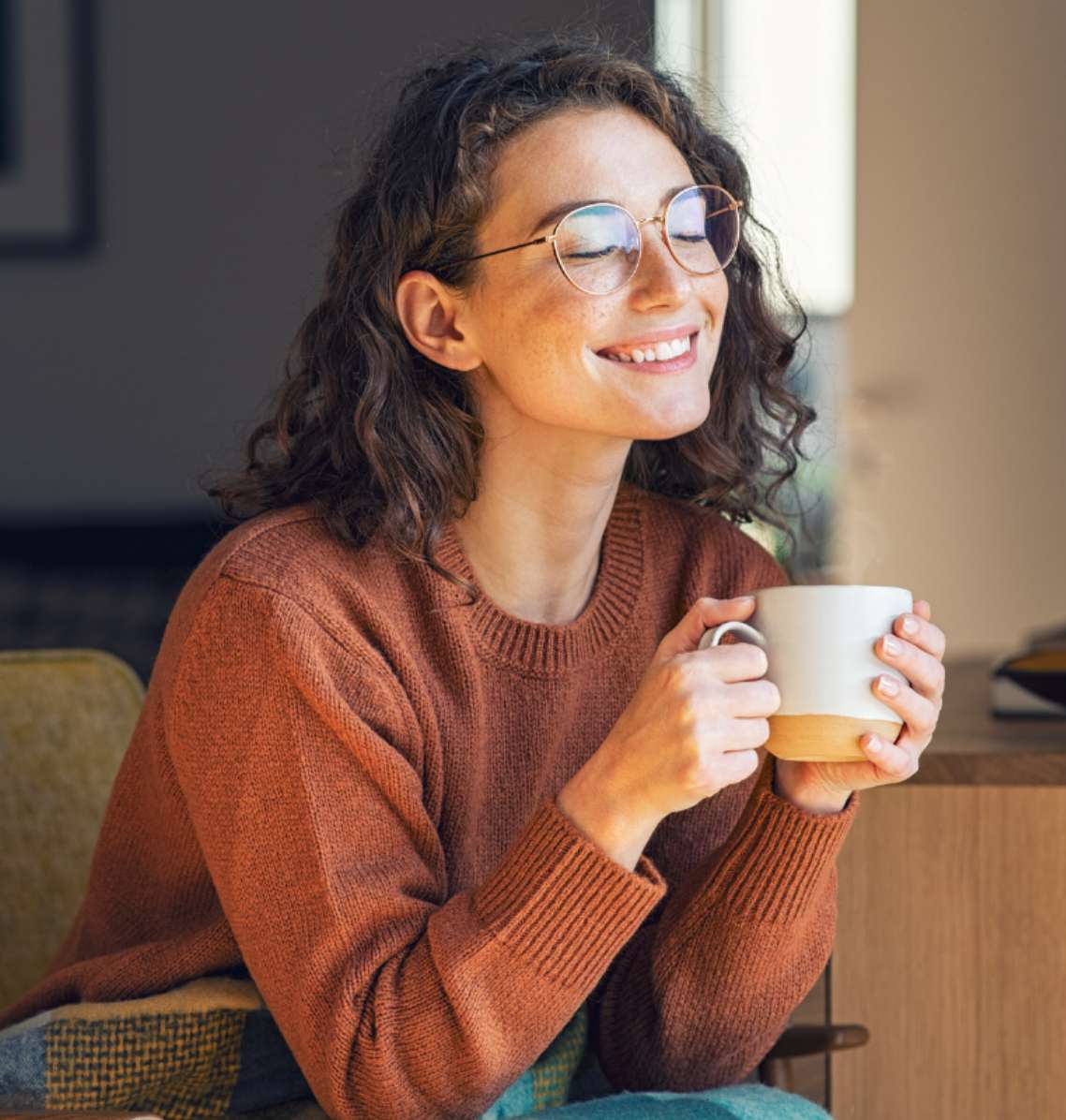 enjoying coffee