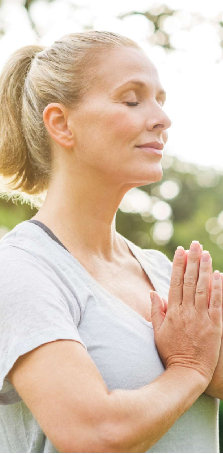 lady meditating outside